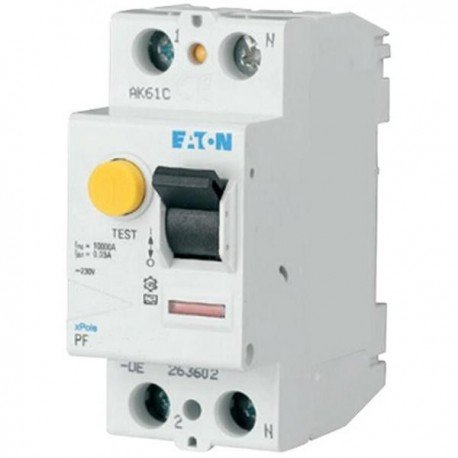 Реле дифференциальное (УЗО) Eaton, PF6, 2 полюса, 40А 30 мА