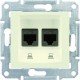 Розетка телефонная RJ11, 2-ная, 4 контакта, цвет слоновая кость, Sedna SDN4201123