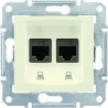 Розетка телефонна RJ11, 2-на, 4 контакти, колір слонова кістка, Sedna