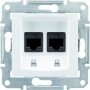 Розетка телефонна RJ11, 2-на, 4 контакти, колір білий, Sedna