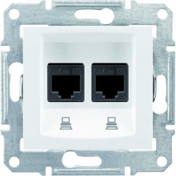 Розетка телефонна RJ11, 2-на, 4 контакти, колір білий, Sedna