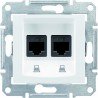 Розетка телефонна RJ11, 2-на, 4 контакти, колір білий, Sedna