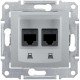 Розетка телефонна RJ11, 2-на, 4 контакти, колір алюміній, Sedna