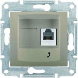 Розетка телефонна RJ11, 1-на, 4 контакти, колір титан, Sedna
