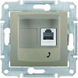 Розетка телефонная RJ11, 1-ная, 4 контакта, цвет титан, Sedna SDN4101168