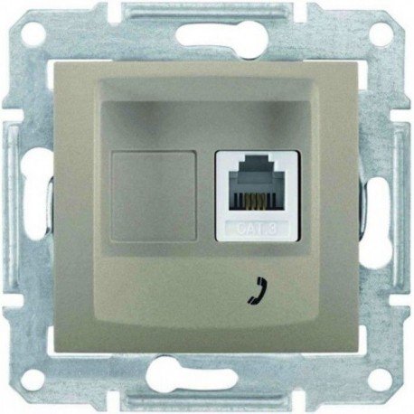 Розетка телефонна RJ11, 1-на, 4 контакти, колір титан, Sedna