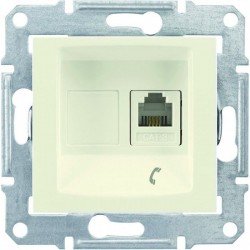 Розетка телефонна RJ11, 1-на, 4 контакти, колір слонова кістка, Sedna