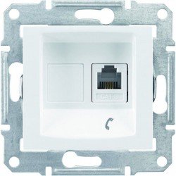 Розетка телефонна RJ11, 1-на, 4 контакти, колір білий, Sedna