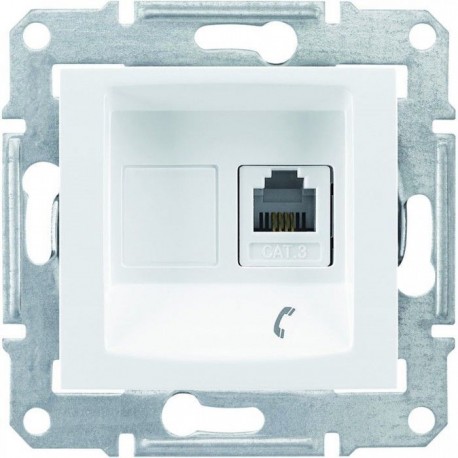 Розетка телефонная RJ11, 1-ная, 4 контакта, цвет белый, Sedna SDN4101121