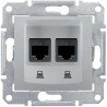 Розетка компьютерная RJ45 кат. 5 UTP, 2-ная, цвет алюминий, Sedna SDN4400160