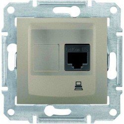 Розетка комп'ютерна RJ45 кат. 5 UTP, 1-на, колір титан, Sedna