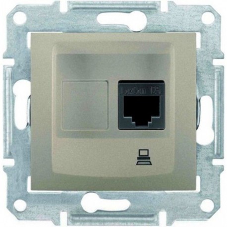 Розетка комп'ютерна RJ45 кат. 5 UTP, 1-на, колір титан, Sedna