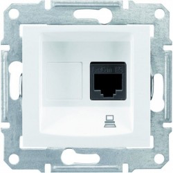 Розетка компьютерная RJ45 кат. 5 UTP, 1-ная, цвет белый, Sedna