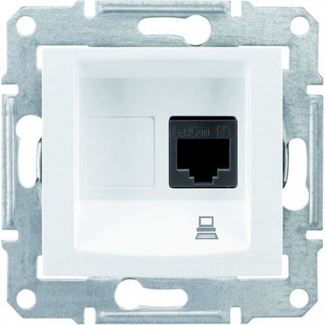 Розетка комп'ютерна RJ45 кат. 5 UTP, 1-на, колір білий, Sedna