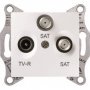 Розетка TV-R-SAT прохідна, колір білий, Sedna