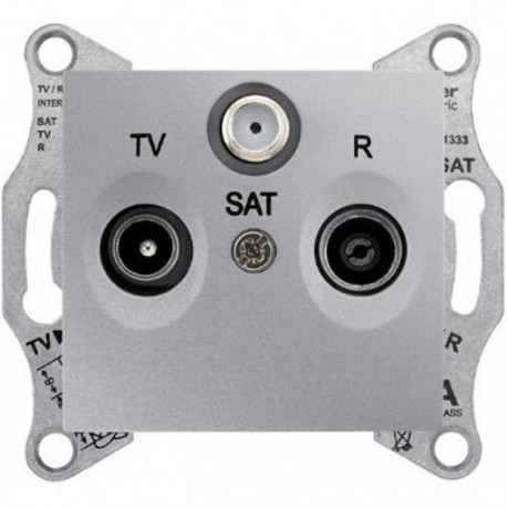 Розетка TV/R/SAT проходная, цвет алюминий, Sedna SDN3501460