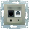 Розетка RJ 11+ RJ 45 кат 5e неэкран, UTP, цвет титан, Sedna SDN5100168