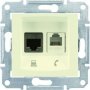 Розетка RJ 11+ RJ 45 кат 5e неэкран, UTP, цвет слоновая кость, Sedna