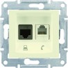 Розетка RJ 11+ RJ 45 кат 5e, UTP, колір слонова кістка, Sedna