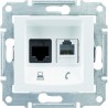 Розетка RJ 11+ RJ 45 кат 5e, UTP, колір білий, Sedna