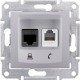 Розетка RJ 11+ RJ 45 кат 5e неэкран, UTP, цвет алюминий, Sedna