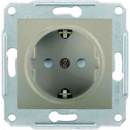 Розетка 2К+З, 16А, со шторками, цвет титан, Sedna SDN3000168