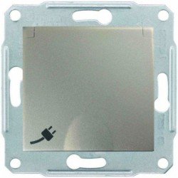 Розетка 2К + З, 16А, з кришкою, колір титан, Sedna