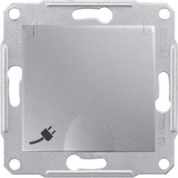 Розетка 2К + З, 16А, з кришкою, колір алюміній, Sedna