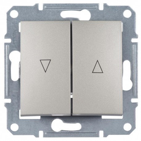 Выключатель для жалюзи 2-кл. с эл. блокировкой, цвет алюминий, Sedna SDN1300160