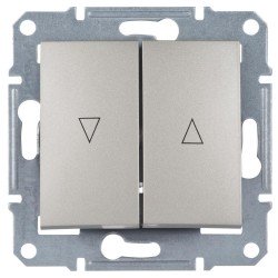 Вимикач для жалюзі 2-кл. з мех. блокуванням, колір алюміній, Sedna