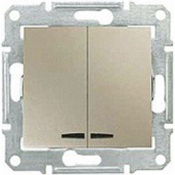 Вимикач 2-кл. з підсвічуванням, колір титан, Sedna