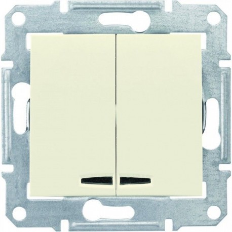 Вимикач 2-кл. з підсвічуванням, колір слонова кістка, Sedna