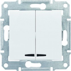 Вимикач 2-кл. з підсвічуванням, колір білий, Sedna