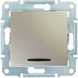 Вимикач 1-кл. з підсвічуванням, колір титан, Sedna