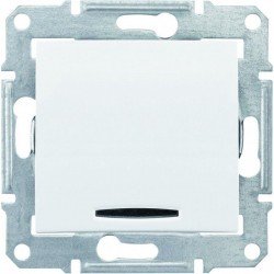 Выключатель 1-кл. с подсветкой, цвет белый, Sedna SDN0400321