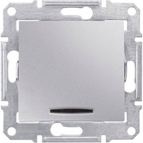 Вимикач 1-кл. з підсвічуванням, колір алюміній, Sedna