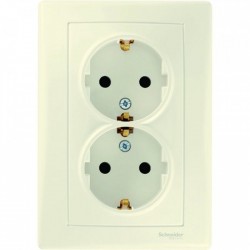 Розетка 2-ная 2К+З, со шторками, цвет слоновая кость, Sedna SDN3000423