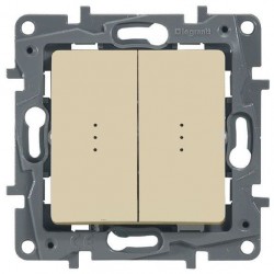 Выключатель 2- клавишный, с подсветкой, цвет слоновая кость, Legrand Etika 672304