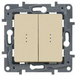 Выключатель 2- клавишный, с подсветкой, цвет слоновая кость, Legrand Etika 672304