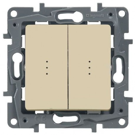Выключатель 2- клавишный, с подсветкой, цвет слоновая кость, Legrand Etika 672304