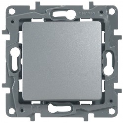 Кнопка 1-клавишная, цвет алюминий, Legrand Etika 672414