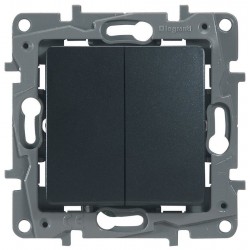 Перемикач 2 клавішний, колір антрацит, Legrand Etika
