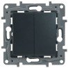 Перемикач 2 клавішний, колір антрацит, Legrand Etika Перемикач 2 клавішний, колір антрацит, Legrand Etika