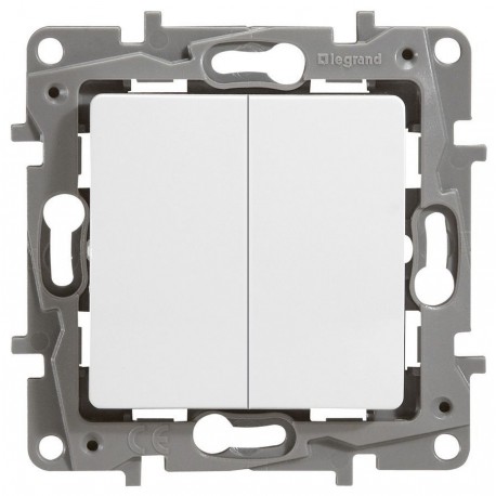 Переключатель 2- клавишный, цвет белый, Legrand Etika 672212