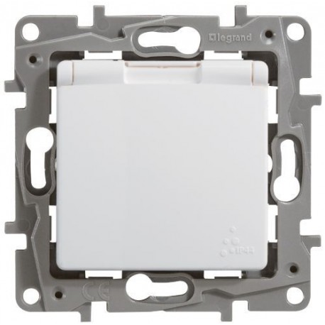 Розетка 2К + З, 16А, з кришкою, ІР44, колір білий, Legrand Etika