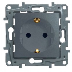 Розетка 2К+З, 16А, со шторками, цвет антрацит, Legrand Etika 672631