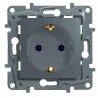 Розетка 2К+З, 16А, со шторками, цвет антрацит, Legrand Etika