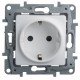 Розетка 2К + З, 16А, зі шторками, колір білий, Legrand Etika