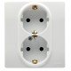 Розетка 2х2К+З, со шторками, цвет белый, Legrand Etika 672223
