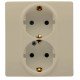 Розетка 2х2К+З, со шторками, цвет слоновая кость, Legrand Etika 672323